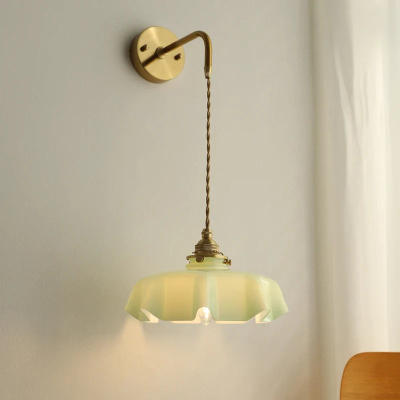 Axyaa Pink Glass LED Wall Sconce E14 Copper Socket Modern Nordic Bedroom Living Room Wall Lamp
