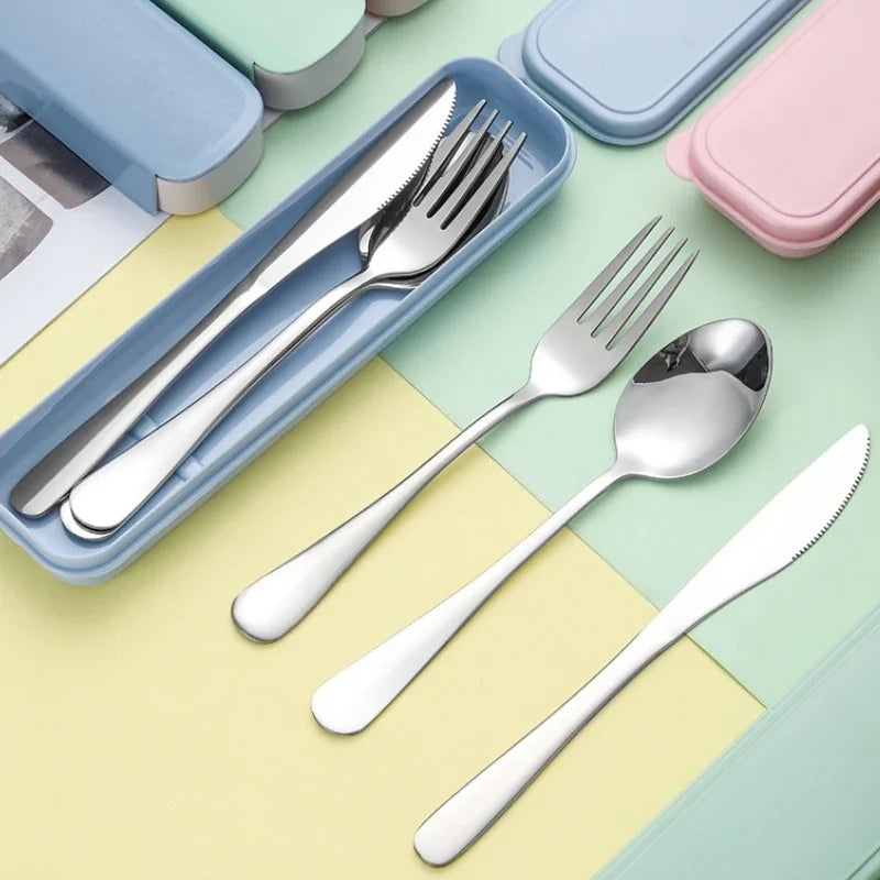 Axyaa Stainless Steel Tableware Set - Spoon, Knife, Fork - Simple and Portable for Home or Dorm