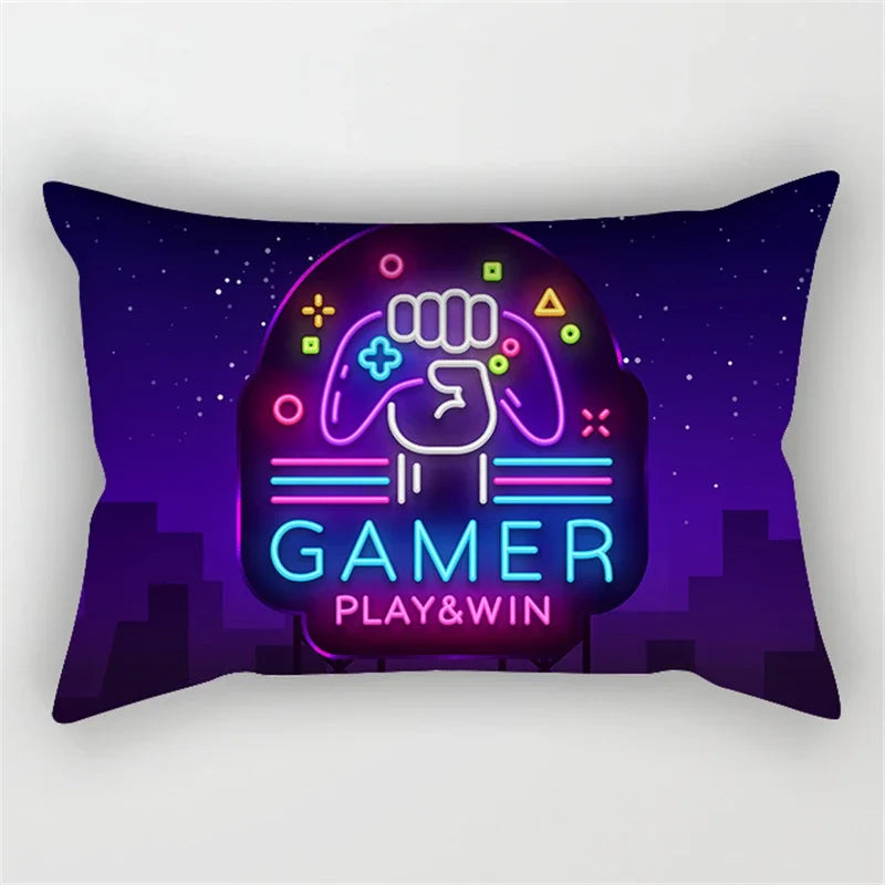 Axyaa 30x50cm Gamer Handle Print Pillowcase for Sofa, Car Seat, Gaming Room