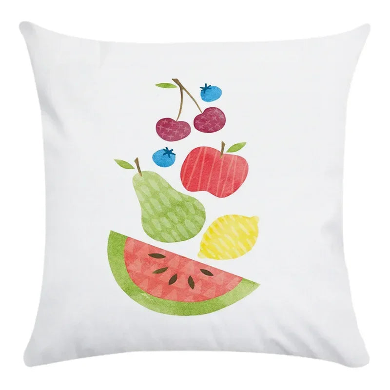Axyaa Cartoon Fruit Vegetable Print Cushion Cover 45X45CM