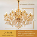 Axyaa Luxury Crystal Chandelier for Living & Dining Room - Elegant Golden Villa Candles Hanging Light