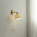 Axyaa Ceramic Vintage LED Wall Light Round Lampshade Design Pull Chain