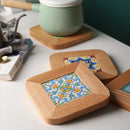 Axyaa Oak Wood Plate Mat - Light Luxury Insulation Pad for Dining Table