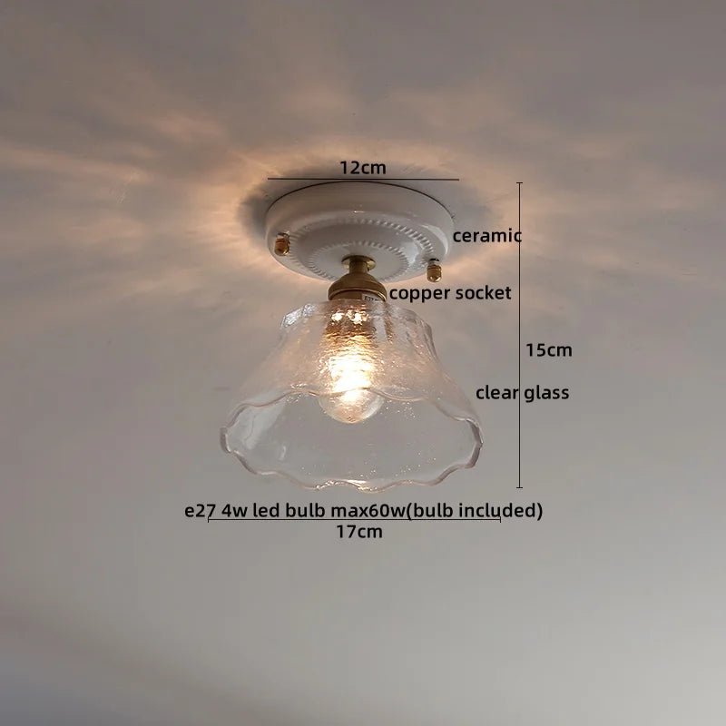 Axyaa Ceramic LED Ceiling Light - Creamy White Nordic Indoor Lamp