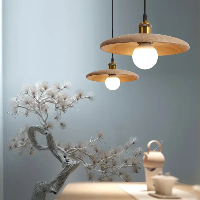 Axyaa Retro Solid Wood Pendant Light Chandelier for Dinning Room