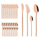 Axyaa Gold Stainless Steel Cutlery Set - 40Pcs Western Dinnerware Tableware Set