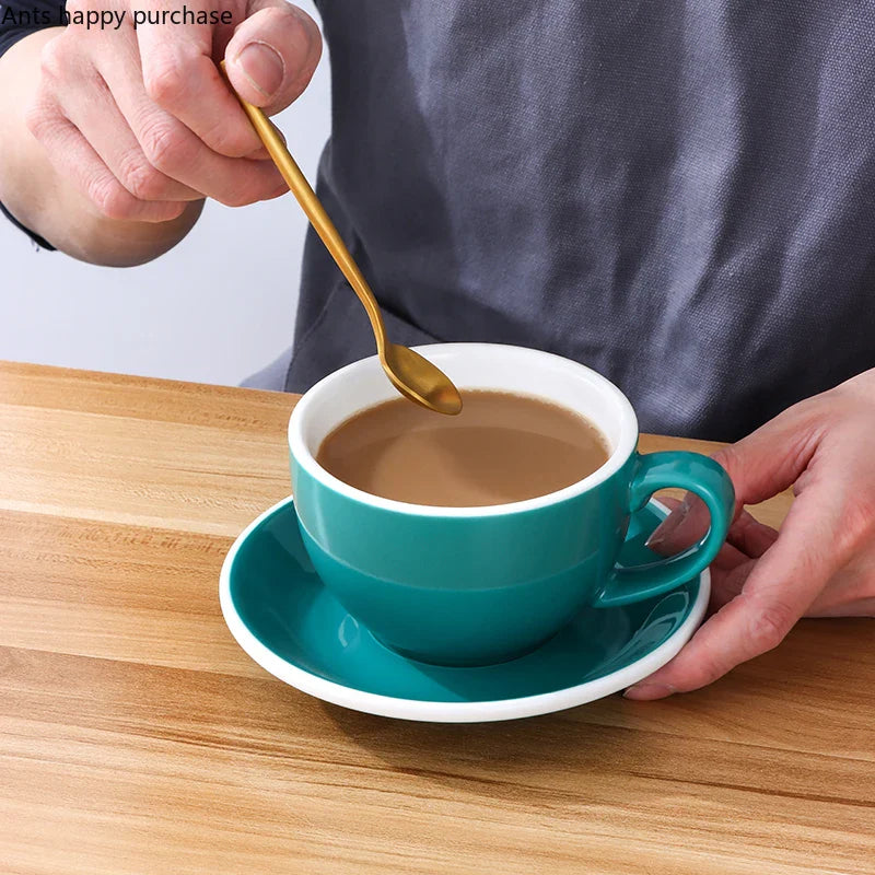 Axya 350ml Ceramic Coffee Cup and Saucer Set for Office Use