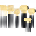 Axyaa Black Gold Cutlery Set - 36Pcs Stainless Steel Dinnerware Flatware
