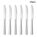 Axyaa 24-Piece Stainless Steel Silver Cutlery Set for Family, Hotel, and Restaurant