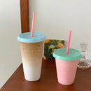 Axyaa Cute Korean Bubble Tea Cup with Lid and Straw, BPA-Free Plastic Reusable Bottle