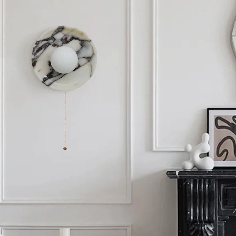 Axyaa Circular Marble LED Wall Lamps Nordic Minimalism Living Room Lights