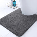 Axyaa Plush Microfiber U-Shaped Bathroom Mat Soft Absorbent Non-Slip Toilet Rugs