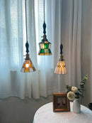 Axyaa Retro Pastoral Stained Glass Pendant Chandelier