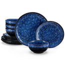 Axyaa Blue Stoneware Dinner Set for 4/8: Dinner Plates & Bowls, Kiln Change Design