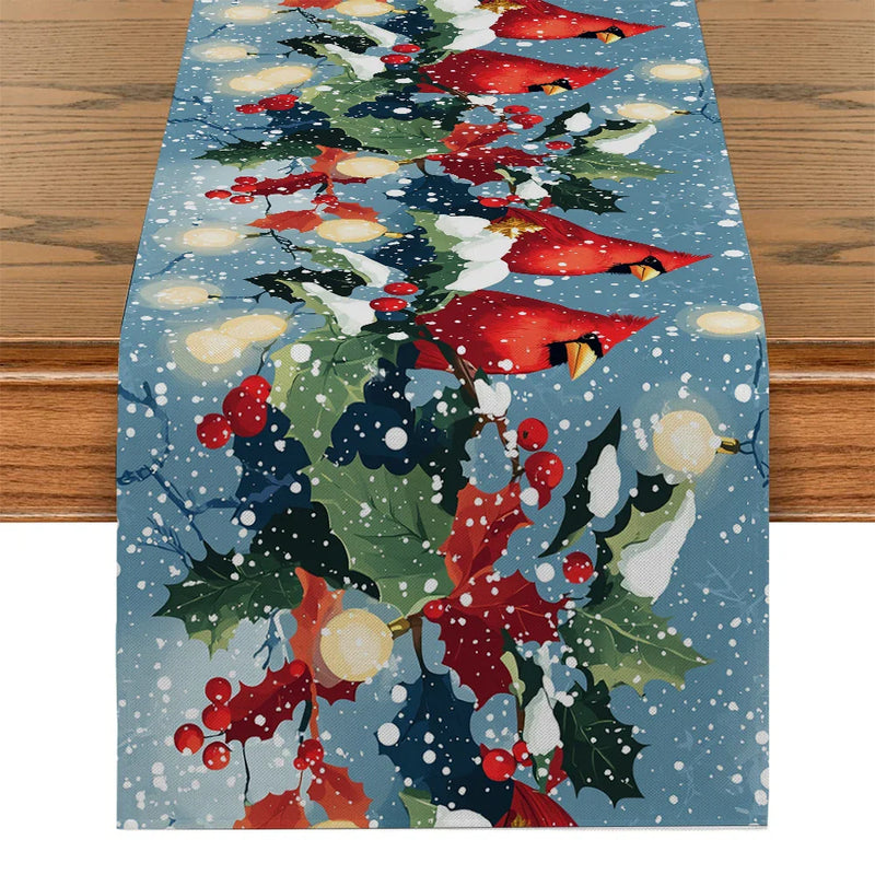 Axyaa Christmas Berry Table Runner: Elegant Dining Decor for Indoor & Outdoor Tables