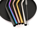 Axyaa Stainless Steel Bent Straw Set - Colorful Wide 12mm for Bubble Tea, Cocktails