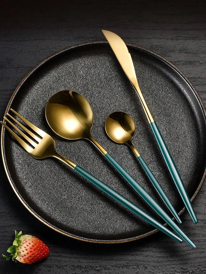 Axyaa Stainless Steel Portuguese Tableware Set- Christmas Edition