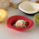 Axyaa Wave Shaped Salad Bowl Saucer, Cream Color, Dishwasher Safe