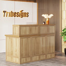 Axyaa Rustic Front Reception Desk, 57-Inch Boho Welcome Checkout Counter for Office
