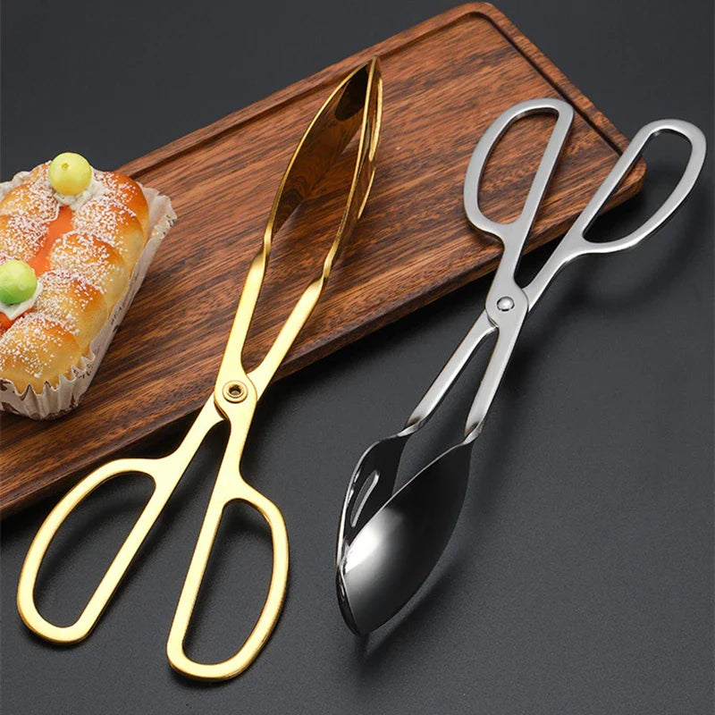 Axyaa Stainless Steel Food Tongs with Golden Handle