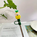 Axyaa Bear Pumpkin Silicone Straw Cover - Universal 7-8mm Sippy Stopper