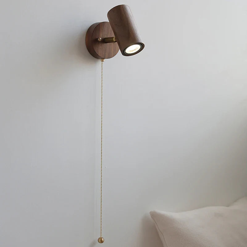 Axyaa Adjustable Bedside Wall Lamp LED Walnut Wood Color