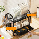 Axyaa Iron Dish Drainer Rack with Utensil Holder | Kitchen Organizer for Dishes & Cutlery
