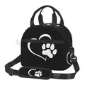Axyaa Red Love Heart Insulated Lunch Bag with Shoulder Strap - Puppy Paw Theme