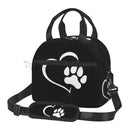 Axyaa Red Love Heart Insulated Lunch Bag with Shoulder Strap - Puppy Paw Theme