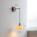 Axyaa Modern LED Ceramic Wall Lamp Sconce with Wooden Base for Bedroom & Living Room