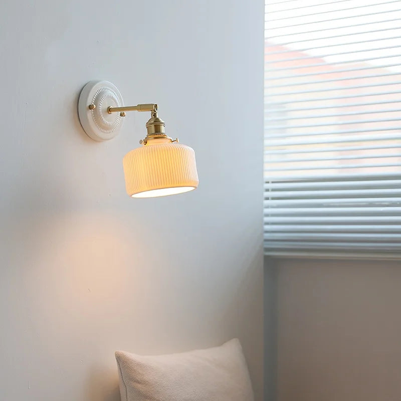 Axyaa Ceramic LED Wall Lamp for Bedroom & Bathroom with Pull Switch