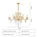Axyaa Gold Chandelier: Elegant Wrought Iron Crystal Pendant for Living Room, Bedroom, Dining Room