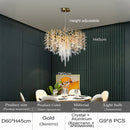 Axyaa Gold Crystal Chandelier for Dining Living Room - Modern Luxurious Tree Hanging Ceiling Lamp