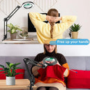 Axyaa LED Magnifying Desk Lamp 3 Color Modes 10-Level Dimmable Hands-Free Magnifier