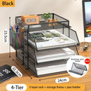 Axyaa 5 Tier Stackable Desk Organizer Tray - Mesh Desktop File Paper Document Organizer