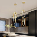 Axyaa Gold Ring LED Stairs Pendant Lights, Modern Lustre Chandeliers for Living Room, Bedroom & Villa