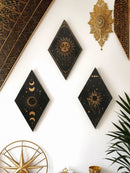 Axyaa Wooden Witchy Wall Pediments Moon Stars Sun Phases Snake Wall Decor