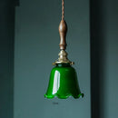Axyaa Green Glass LED Pendant Lights with Copper Finish