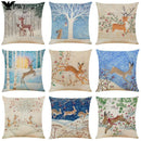 Axyaa Winter Animal Cartoon Linen Pillowcase for Car and Living Room Decor