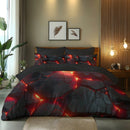 Axyaa Fantasy Red Glow 3D Printed Duvet Cover Set with Soft Brushed Bedding