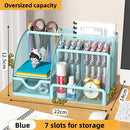 Axyaa Metal Pen Holder Pencil File Storage Rack 7 Grid Office Desk Organizer