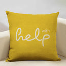 Axyaa Black White Yellow English Letter Design Linen Pillowcase 45x45cm