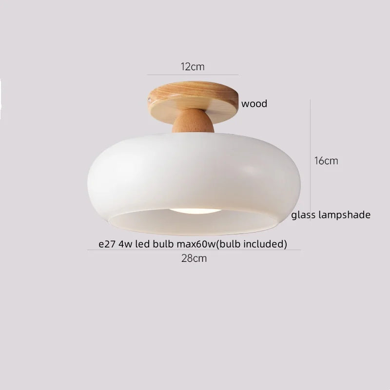Axyaa Japanese Style LED Ceiling Lamp Iron Glass Modern Ceiling Light Home Decor