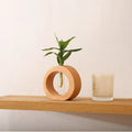 Axyaa Wood Decoration Hydroponic Mini Glass Vase for Living Room Flower Arrangement