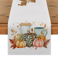 Axyaa Thanksgiving Pumpkin Coffee Leaves Table Runner