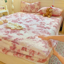 Axyaa Polka Dot Printed Milk Fleece Fitted Sheet - Thermal Mattress Cover