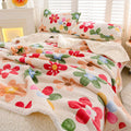 Axyaa Floral Coral Fleece Throw Blanket: Cozy & Stylish Winter Bed Sofa Blanket