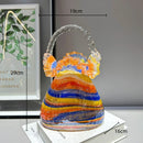 Axyaa Glass Craft Vase Basket Handbag Set | Home Decoration Floral Arrangement Accessory
