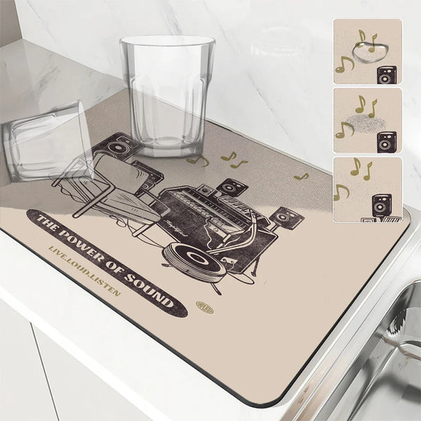 Axyaa Diatom Mud Kitchen Drain Pads - Absorbent Tableware Draining Mat