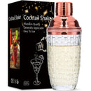 Axyaa Stainless Steel Cocktail Shaker Glass with Braided/Pineapple Pattern Filter Lid